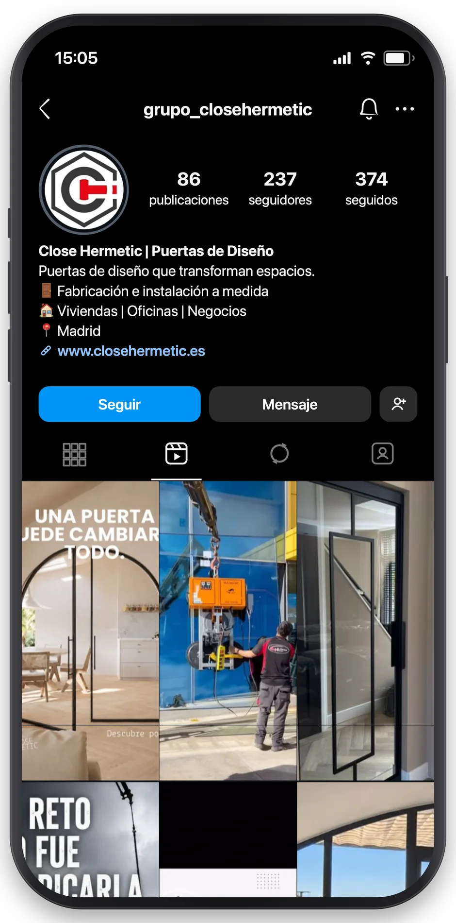 Perfil actual de Instagram de Close Hermetic